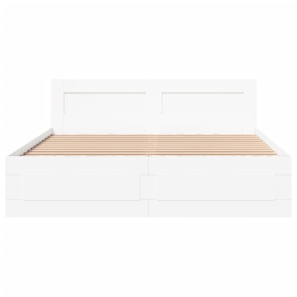 vidaXL sengeramme med sengegavl 160x200 cm konstrueret træ hvid