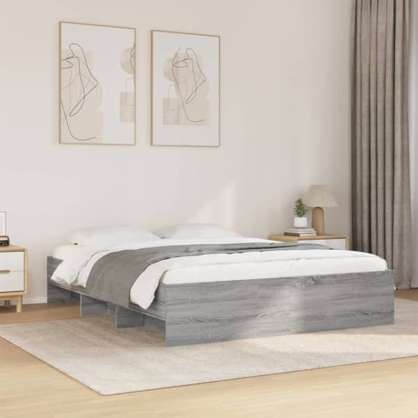 vidaXL Sengeramme uten madrass grå sonoma 160x200 cm konstruert tre