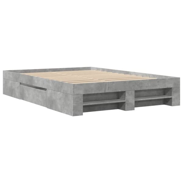 vidaXL Sengeramme betonggrå 140x200 cm konstruert tre