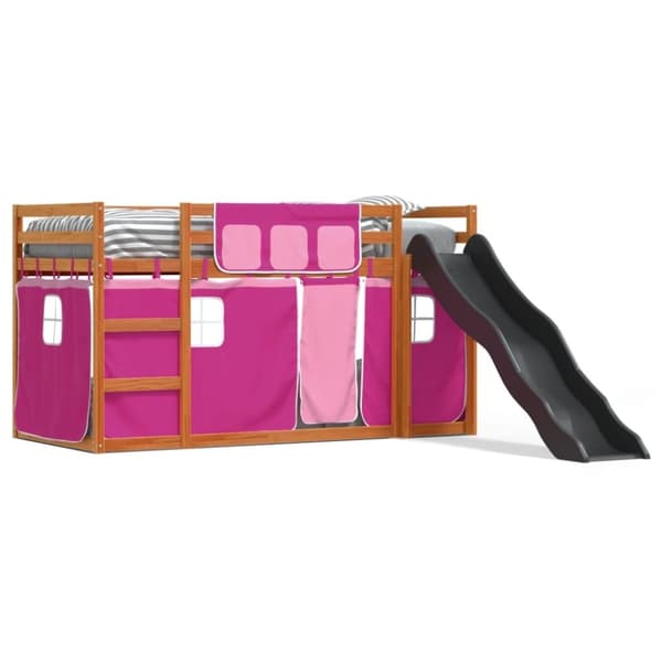 vidaXL Kerrossänky liukumäellä ja verhoilla pinkki 90x200 cm