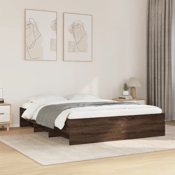 vidaXL sengestel 160x200 cm konstrueret træ brun eg
