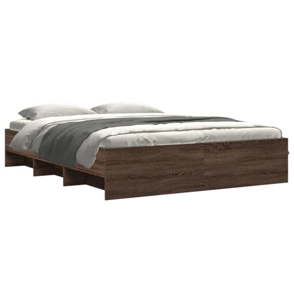 vidaXL sengestel 160x200 cm konstrueret træ brun eg