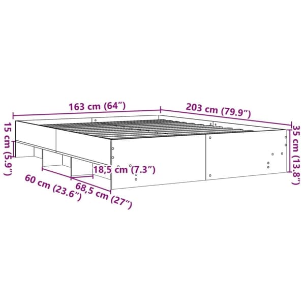 vidaXL sengestel 160x200 cm konstrueret træ brun eg