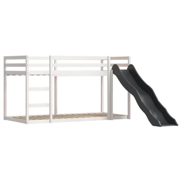 vidaXL køjeseng med rutsjebane og forhæng 90x190 cm hvid og sort