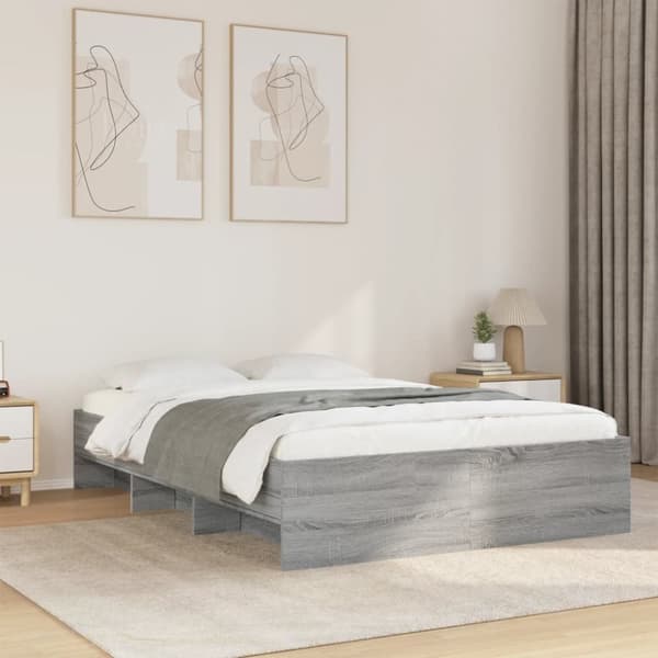 vidaXL Sengeramme grå sonoma 140x200 cm konstruert tre