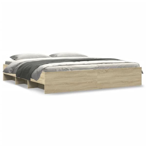 vidaXL Sengeramme uten madrass sonoma eik 200x200 cm konstruert tre