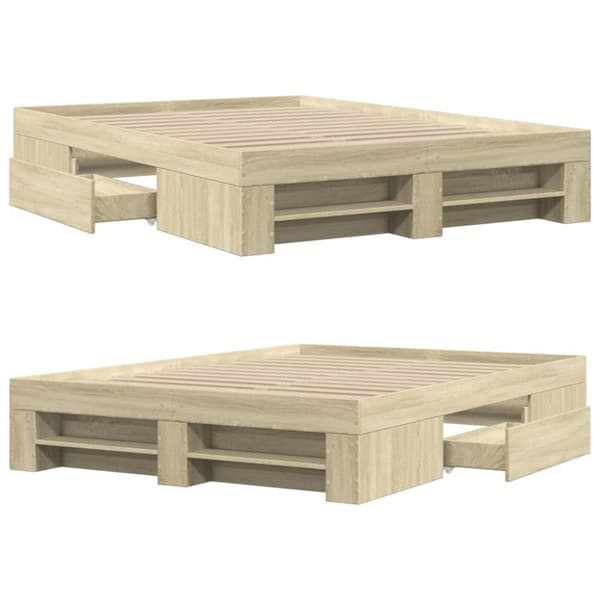 vidaXL Sengeramme uten madrass sonoma eik 140x190 cm konstruert tre