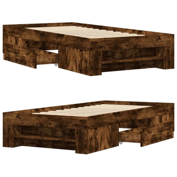 vidaXL Sängynrunko ilman patjaa savutammi 90x200 cm tekninen puu