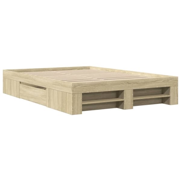 vidaXL Sengeramme uten madrass sonoma eik 140x200 cm konstruert tre