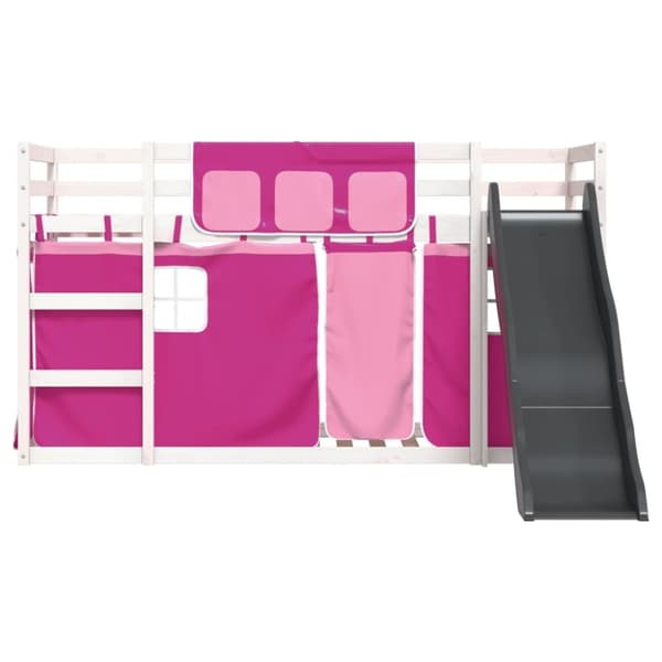 vidaXL Kerrossänky liukumäellä ja verhoilla pinkki 90x200 cm