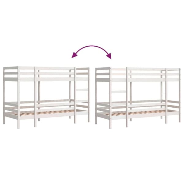 vidaXL køjeseng 80x200 cm massivt fyrretræ hvid