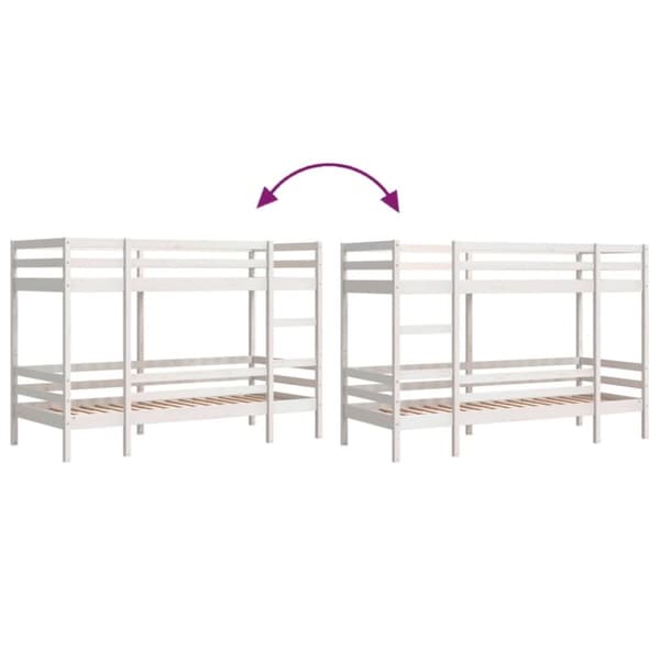 vidaXL køjeseng 90x200 cm massivt fyrretræ hvid
