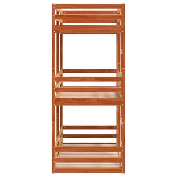 vidaXL Våningssäng 3 våningar vaxad brun 75x190 cm massiv furu