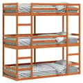 Pikkukuva 2 / 11: vidaXL Kolmoiskerrossänky vahanruskea 90x190 cm täysi mänty