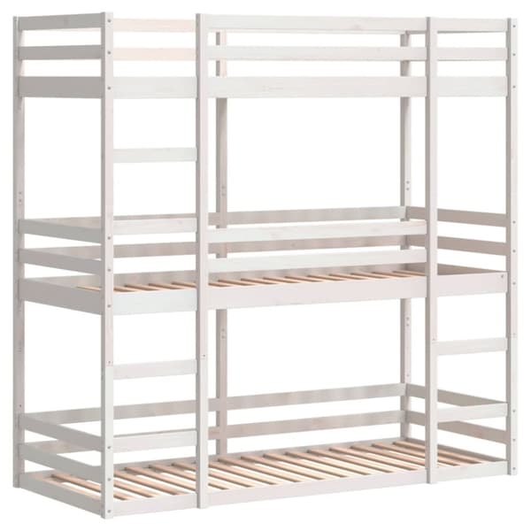 vidaXL tredobbelt køjeseng 90x190 cm massivt fyrretræ hvid