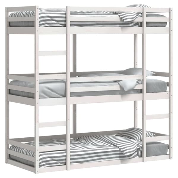 vidaXL tredobbelt køjeseng 90x190 cm massivt fyrretræ hvid