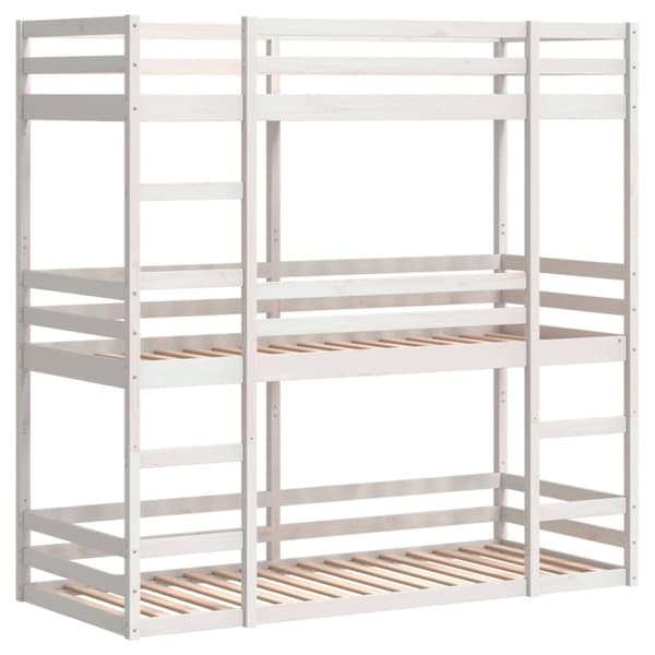 vidaXL tredobbelt køjeseng 75x190 cm massivt fyrretræ hvid