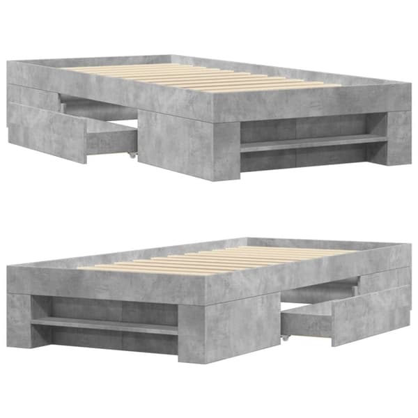 vidaXL Sängynrunko betoninharmaa 100x200 cm tekninen puu