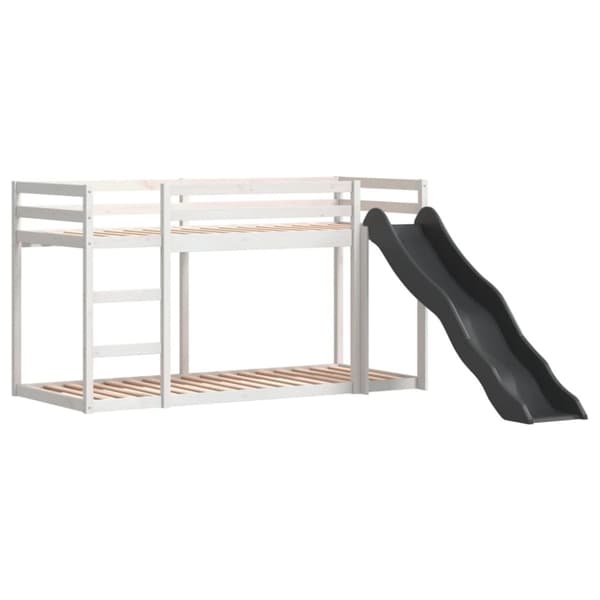 vidaXL Våningssäng rutschkana&stege vit 80x200 cm massiv furu