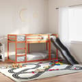 Miniatyrbild 4 av 11: vidaXL Våningssäng rutschkana&stege vaxad brun 90x190 cm massiv furu