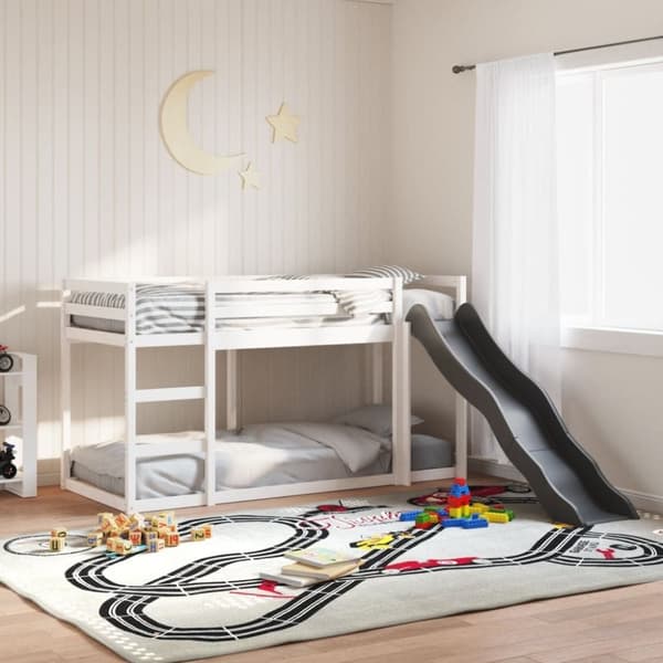 vidaXL Våningssäng rutschkana&stege vit 90x200 cm massiv furu