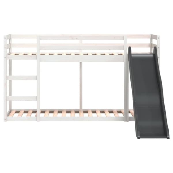 vidaXL Våningssäng rutschkana&stege vit 90x200 cm massiv furu