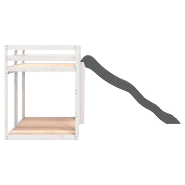 vidaXL Våningssäng rutschkana&stege vit 90x200 cm massiv furu