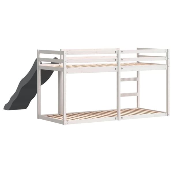 vidaXL Våningssäng rutschkana&stege vit 90x200 cm massiv furu