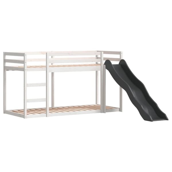vidaXL Våningssäng rutschkana&stege vit 90x200 cm massiv furu