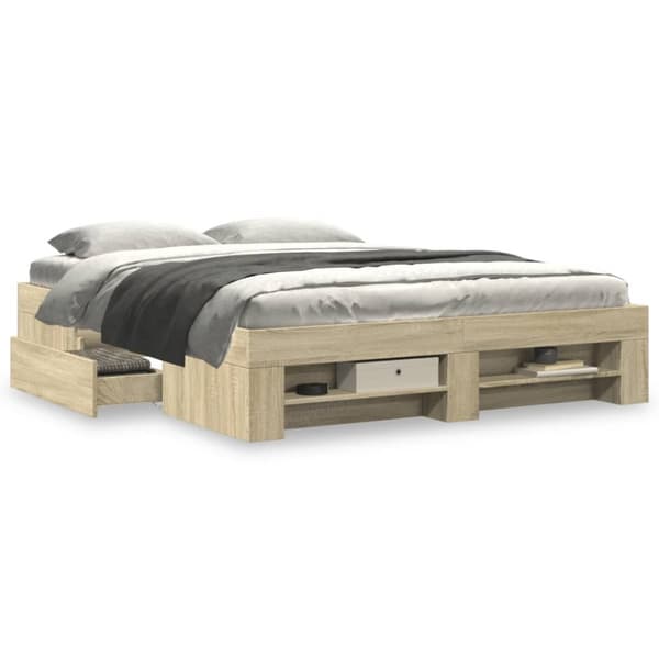 vidaXL Sengeramme uten madrass sonoma eik 150x200 cm konstruert tre