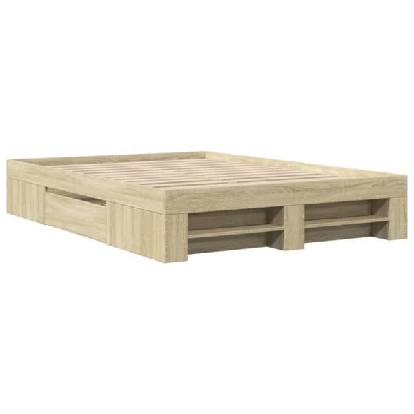 vidaXL Sengeramme sonoma eik 135x190 cm konstruert tre