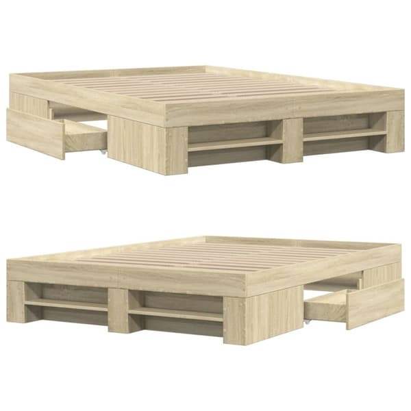 vidaXL Sengeramme sonoma eik 135x190 cm konstruert tre