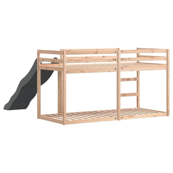 vidaXL Kerrossänky liukumäellä ja tikkailla 80x200 cm täysi mänty