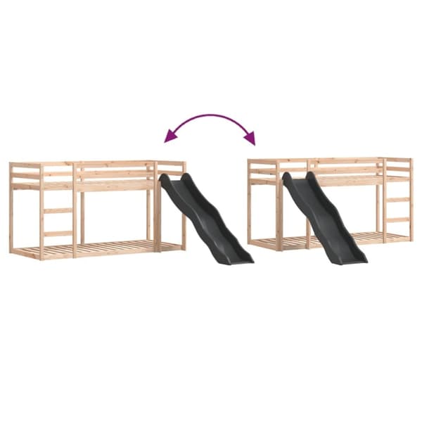 vidaXL Kerrossänky liukumäellä ja tikkailla 80x200 cm täysi mänty