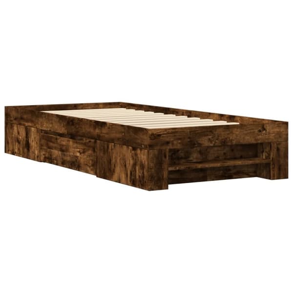 vidaXL Sengeramme uten madrass røkt eik 90x200 cm konstruert tre