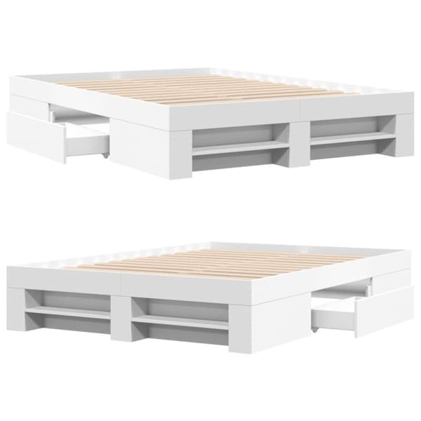 vidaXL Sengeramme hvit 135x190 cm konstruert tre