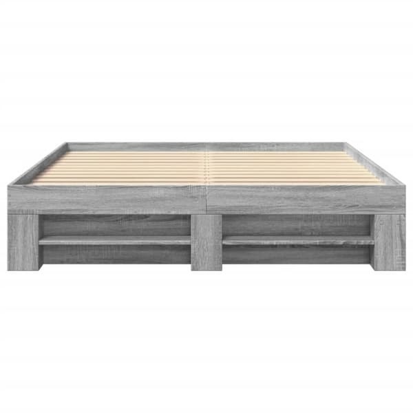vidaXL sengestel 160x200 cm konstrueret træ grå sonoma-eg