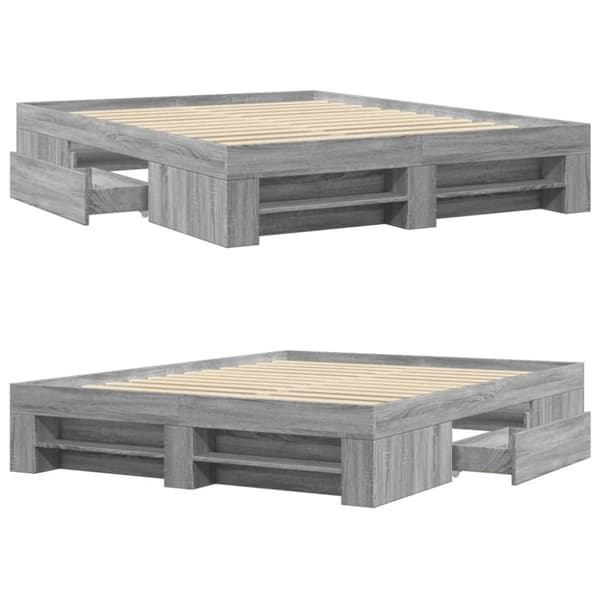 vidaXL sengestel 160x200 cm konstrueret træ grå sonoma-eg