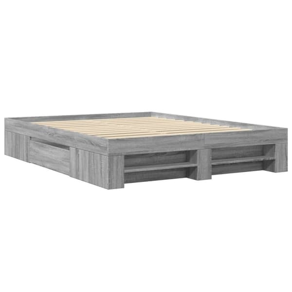 vidaXL sengestel 160x200 cm konstrueret træ grå sonoma-eg