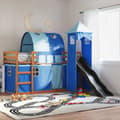 Pikkukuva 4 / 11: vidaXL Kerrossänky liukumäellä ja verhoilla sininen 90x200 cm