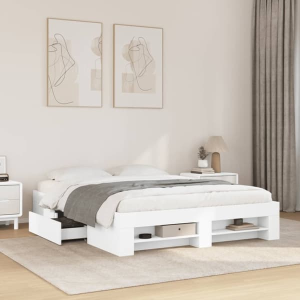 vidaXL sengestel 150x200 cm konstrueret træ hvid