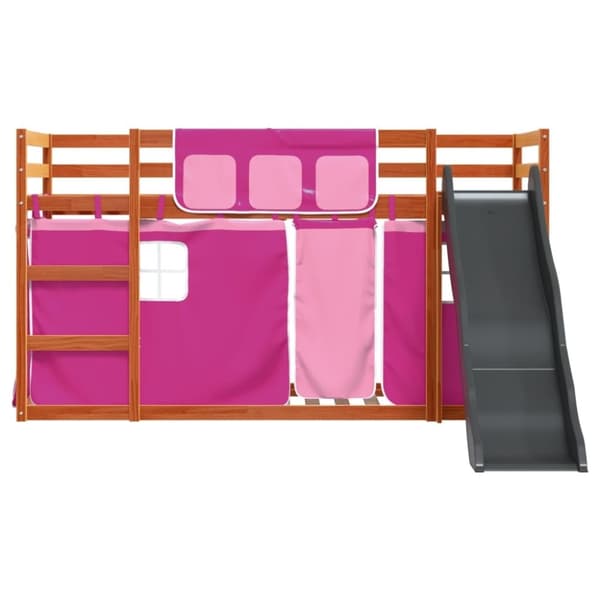 vidaXL Kerrossänky liukumäellä ja verhoilla pinkki 90x190 cm