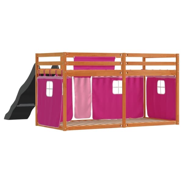 vidaXL Kerrossänky liukumäellä ja verhoilla pinkki 90x190 cm