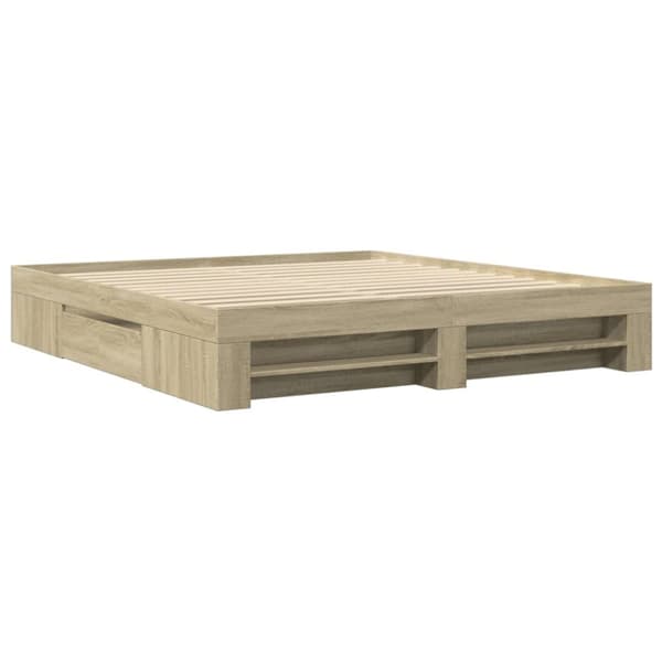 vidaXL Sengeramme uten madrass sonoma eik 200x200 cm konstruert tre