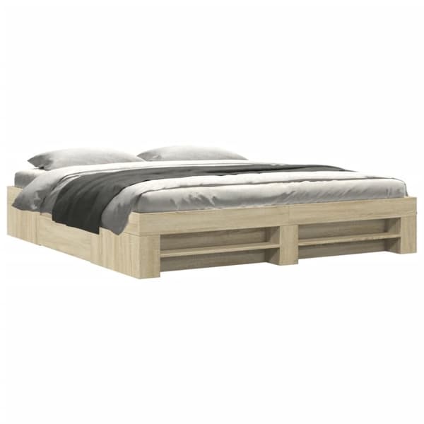 vidaXL Sengeramme uten madrass sonoma eik 200x200 cm konstruert tre