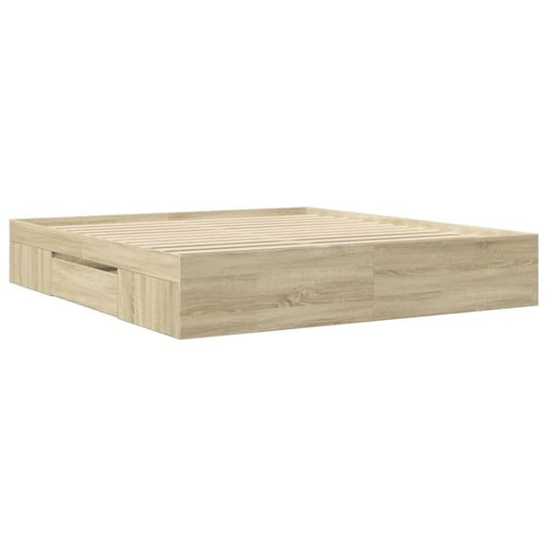 vidaXL Sengeramme uten madrass sonoma eik 200x200 cm konstruert tre