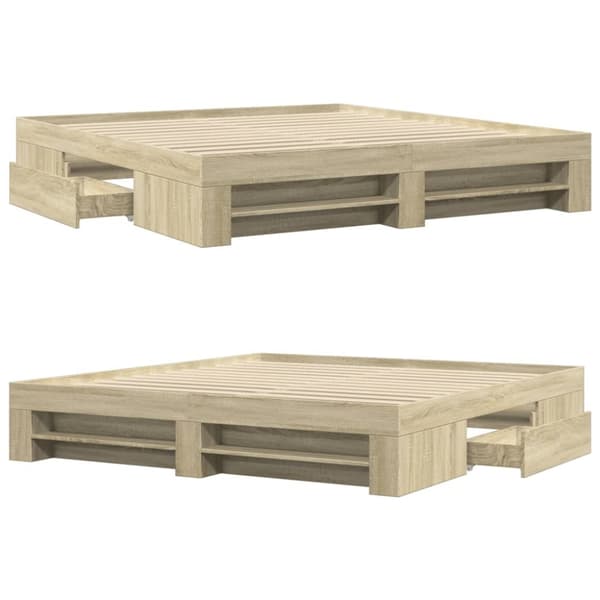 vidaXL Sengeramme uten madrass sonoma eik 200x200 cm konstruert tre