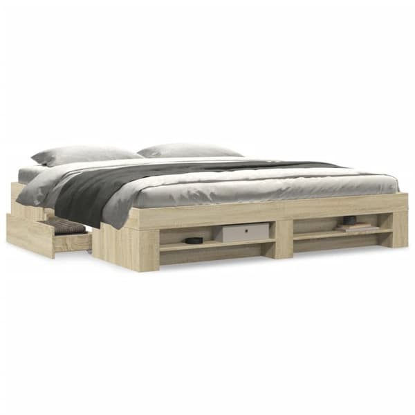 vidaXL Sengeramme uten madrass sonoma eik 200x200 cm konstruert tre