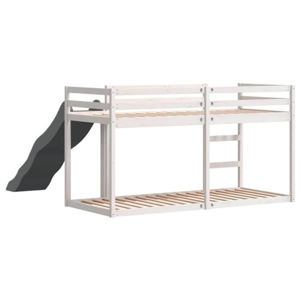 vidaXL køjeseng med rutsjebane og stige 90x190cm massivt fyrretræ hvid
