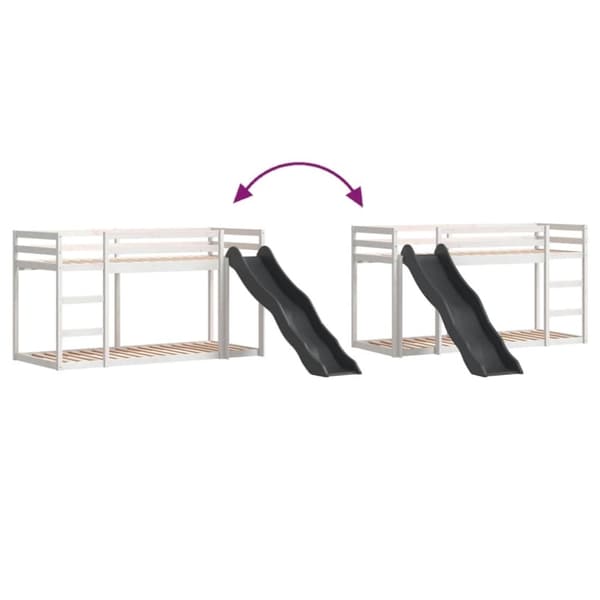 vidaXL køjeseng med rutsjebane og stige 90x190cm massivt fyrretræ hvid